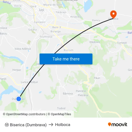 Ⓜ Biserica (Dumbrava) to Holboca map