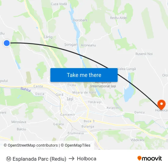 Ⓜ Esplanada Parc (Rediu) to Holboca map