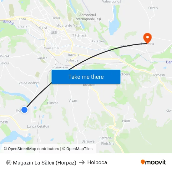 Ⓜ Magazin La Sălcii (Horpaz) to Holboca map