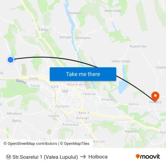 Ⓜ Str.Soarelui 1 (Valea Lupului) to Holboca map