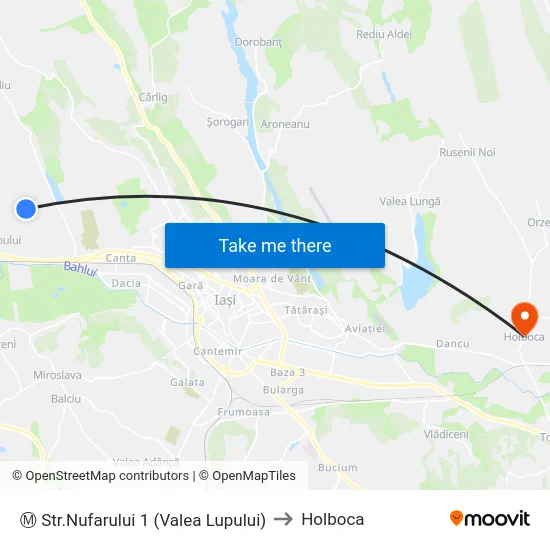 Ⓜ Str.Nufarului 1 (Valea Lupului) to Holboca map