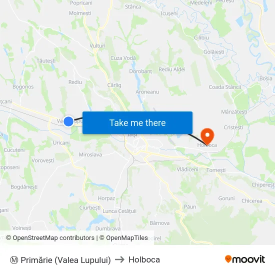 Ⓜ Primărie (Valea Lupului) to Holboca map