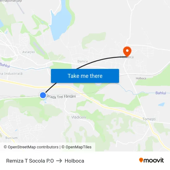 Remiza T Socola P.O to Holboca map