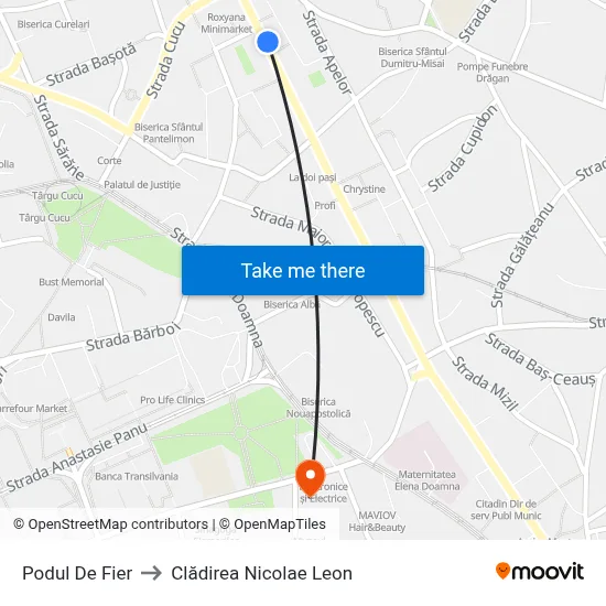 Podul De Fier to Clădirea Nicolae Leon map