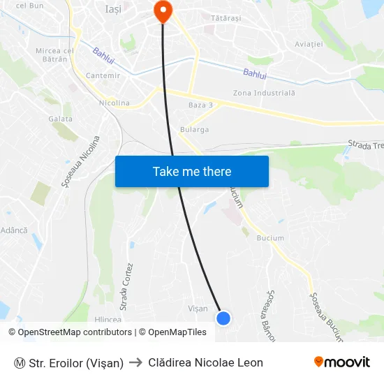 Ⓜ Str. Eroilor (Vişan) to Clădirea Nicolae Leon map