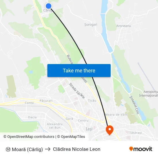 Ⓜ Moară (Cârlig) to Clădirea Nicolae Leon map