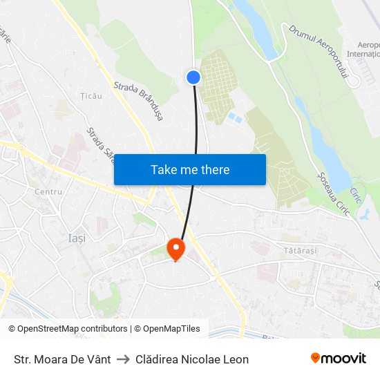 Str. Moara De Vânt to Clădirea Nicolae Leon map