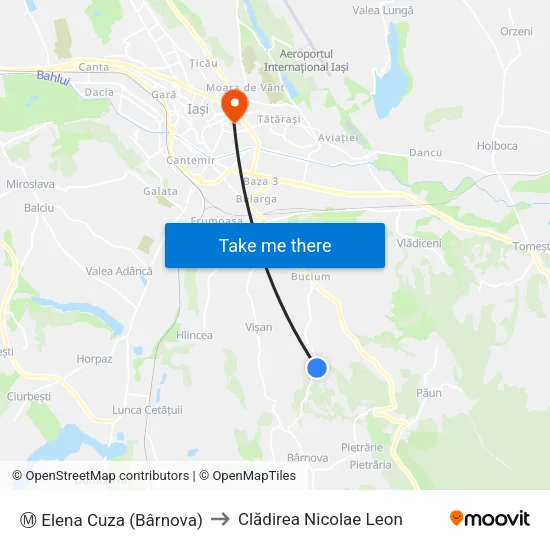 Ⓜ Elena Cuza (Bârnova) to Clădirea Nicolae Leon map