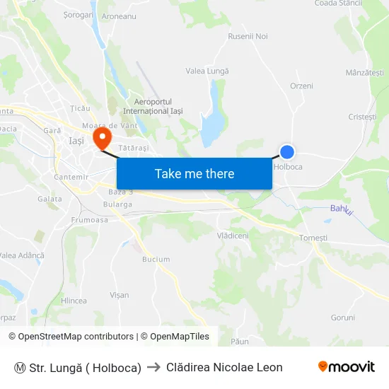 Ⓜ Str. Lungă ( Holboca) to Clădirea Nicolae Leon map