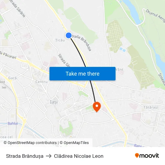 Strada Brândușa to Clădirea Nicolae Leon map