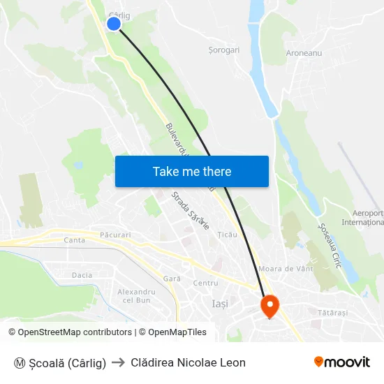 Ⓜ Școală (Cârlig) to Clădirea Nicolae Leon map