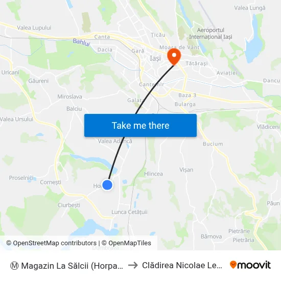 Ⓜ Magazin La Sălcii (Horpaz) to Clădirea Nicolae Leon map