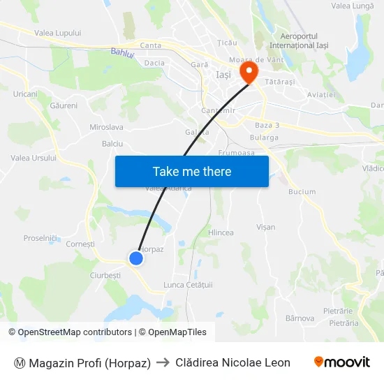 Ⓜ Magazin Profi (Horpaz) to Clădirea Nicolae Leon map