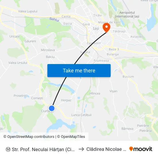 Ⓜ Str. Prof. Neculai Hârţan (Ciurbeşti) to Clădirea Nicolae Leon map