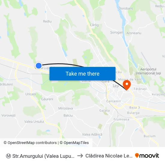 Ⓜ Str.Amurgului (Valea Lupului) to Clădirea Nicolae Leon map