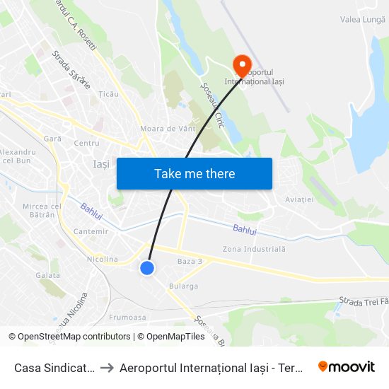 Casa Sindicatelor to Aeroportul Internațional Iași - Terminalul 2 map