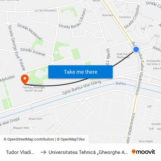 Tudor Vladimirescu to Universitatea Tehnică „Gheorghe Asachi” Din Iași map