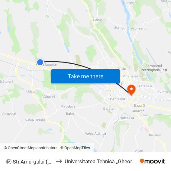 Ⓜ Str.Amurgului (Valea Lupului) to Universitatea Tehnică „Gheorghe Asachi” Din Iași map