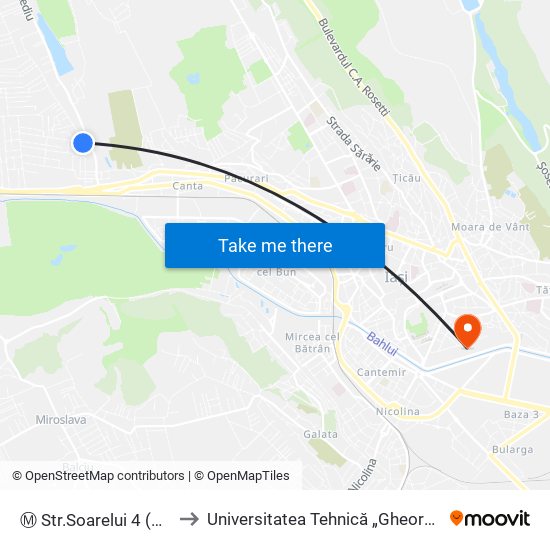 Ⓜ Str.Soarelui 4 (Valea Lupului) to Universitatea Tehnică „Gheorghe Asachi” Din Iași map