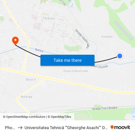 Phoenix to Universitatea Tehnică ""Gheorghe Asachi"" Din Iași (Rectorat) map