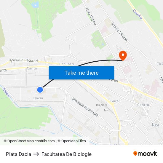 Piata Dacia to Facultatea De Biologie map