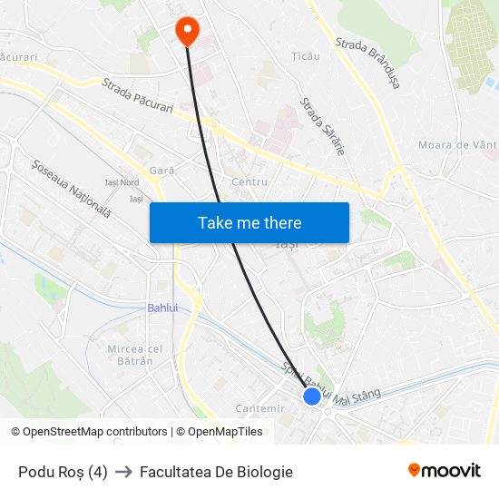 Podu Roș (4) to Facultatea De Biologie map