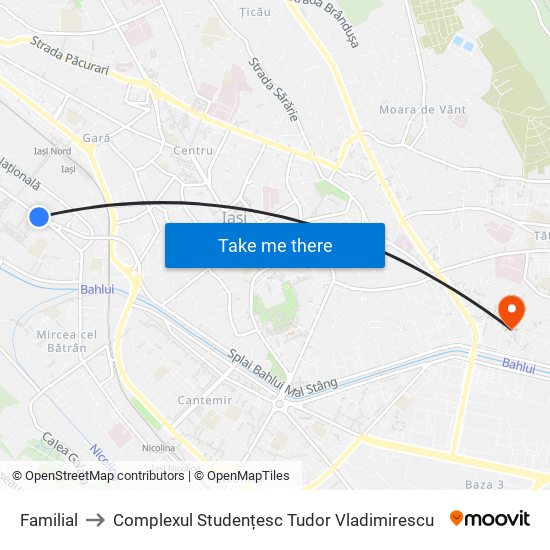 Familial to Complexul Studențesc Tudor Vladimirescu map