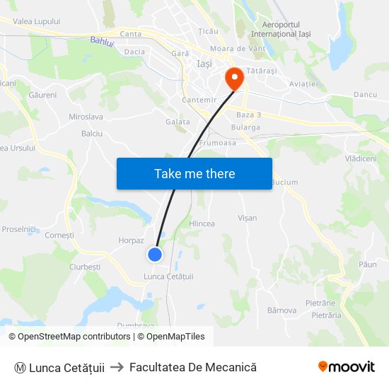 Ⓜ Lunca Cetățuii to Facultatea De Mecanică map