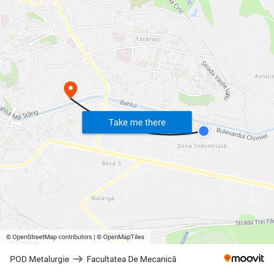 POD Metalurgie to Facultatea De Mecanică map