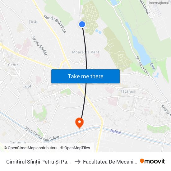 Cimitirul Sfinții Petru Și Pavel to Facultatea De Mecanică map