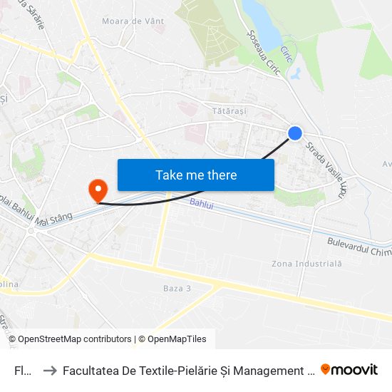 Flora to Facultatea De Textile-Pielărie Și Management Industrial map