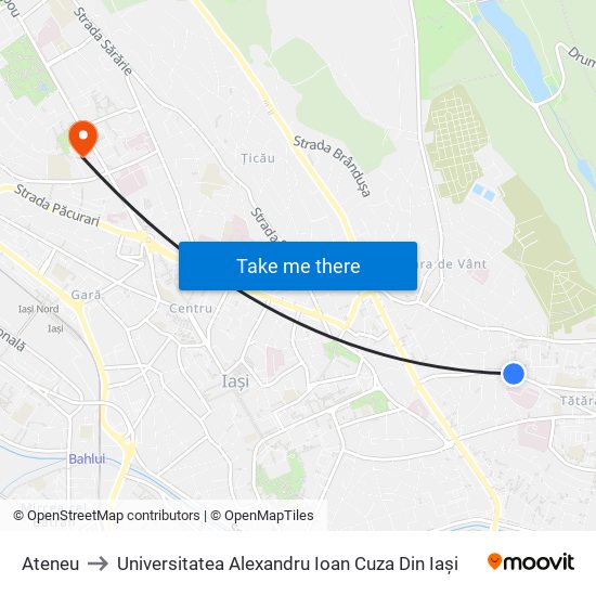 Ateneu to Universitatea Alexandru Ioan Cuza Din Iași map