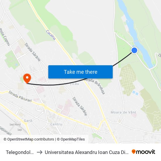 Telegondola 2 to Universitatea Alexandru Ioan Cuza Din Iași map