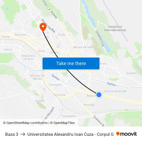 Baza 3 to Universitatea Alexandru Ioan Cuza - Corpul G map