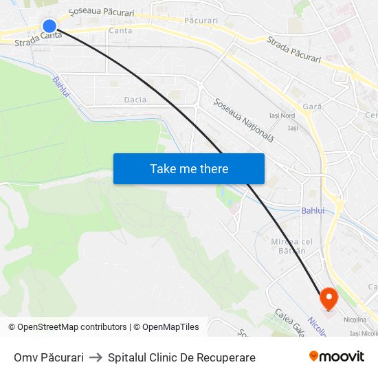 Omv Păcurari to Spitalul Clinic De Recuperare map