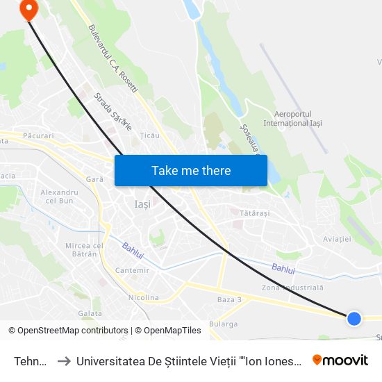 Tehnoton to Universitatea De Știintele Vieții ""Ion Ionescu De La Brad"" map