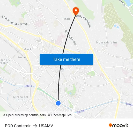 POD Cantemir to USAMV map