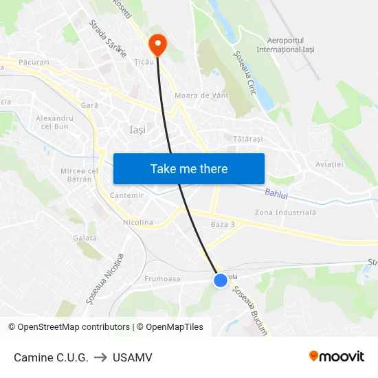 Camine C.U.G. to USAMV map