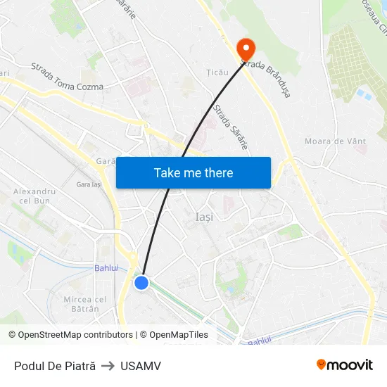 Podul De Piatră to USAMV map