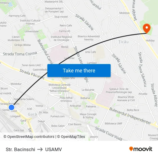Str. Bacinschi to USAMV map