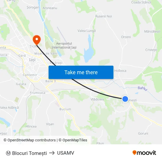 Ⓜ Blocuri Tomești to USAMV map