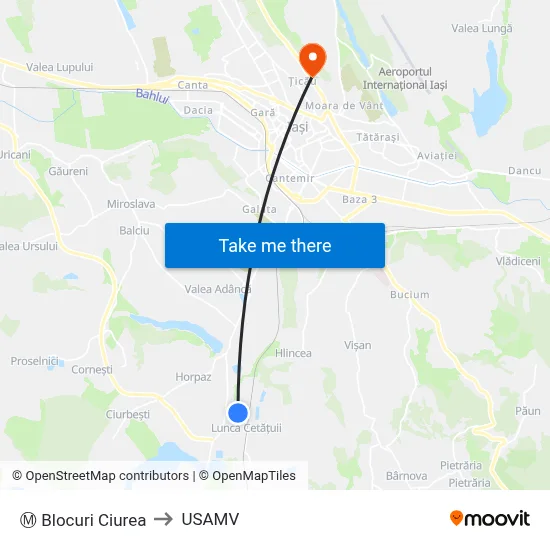 Ⓜ Blocuri Ciurea to USAMV map