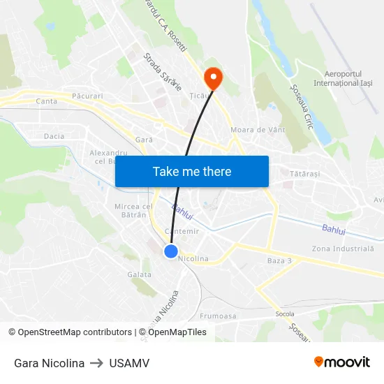 Gara Nicolina to USAMV map
