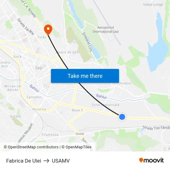 Fabrica De Ulei to USAMV map