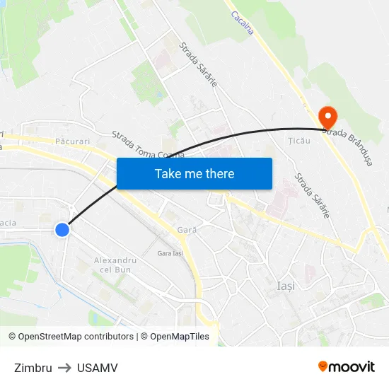Zimbru to USAMV map