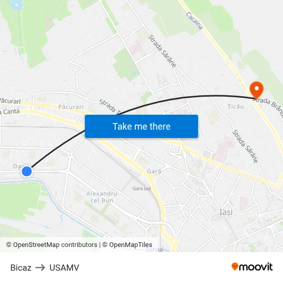 Bicaz to USAMV map