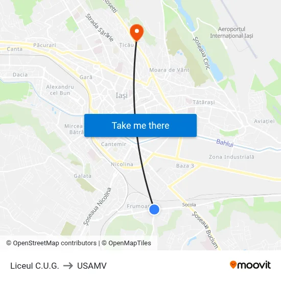 Liceul C.U.G. to USAMV map