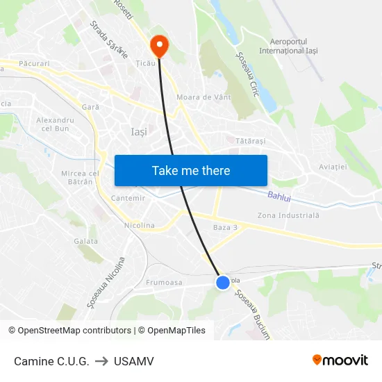 Camine C.U.G. to USAMV map