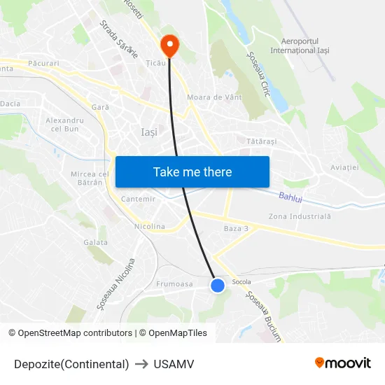 Depozite(Continental) to USAMV map
