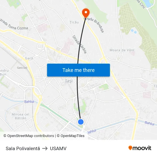 Sala Polivalentă to USAMV map